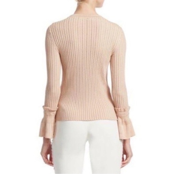 Jonathan Simkhai Perforated Ribbed Long Sleeve Crew Neck Knit Sweater | Size: XS - Picture 4 of 11